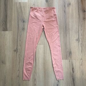 Varley Pink Leggings with Laser Cut Design